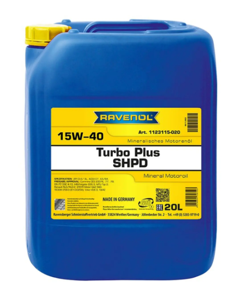 Lubricante 15W-40 RAVENOL TURBO PLUS SHPD Mineral 1 LITRO